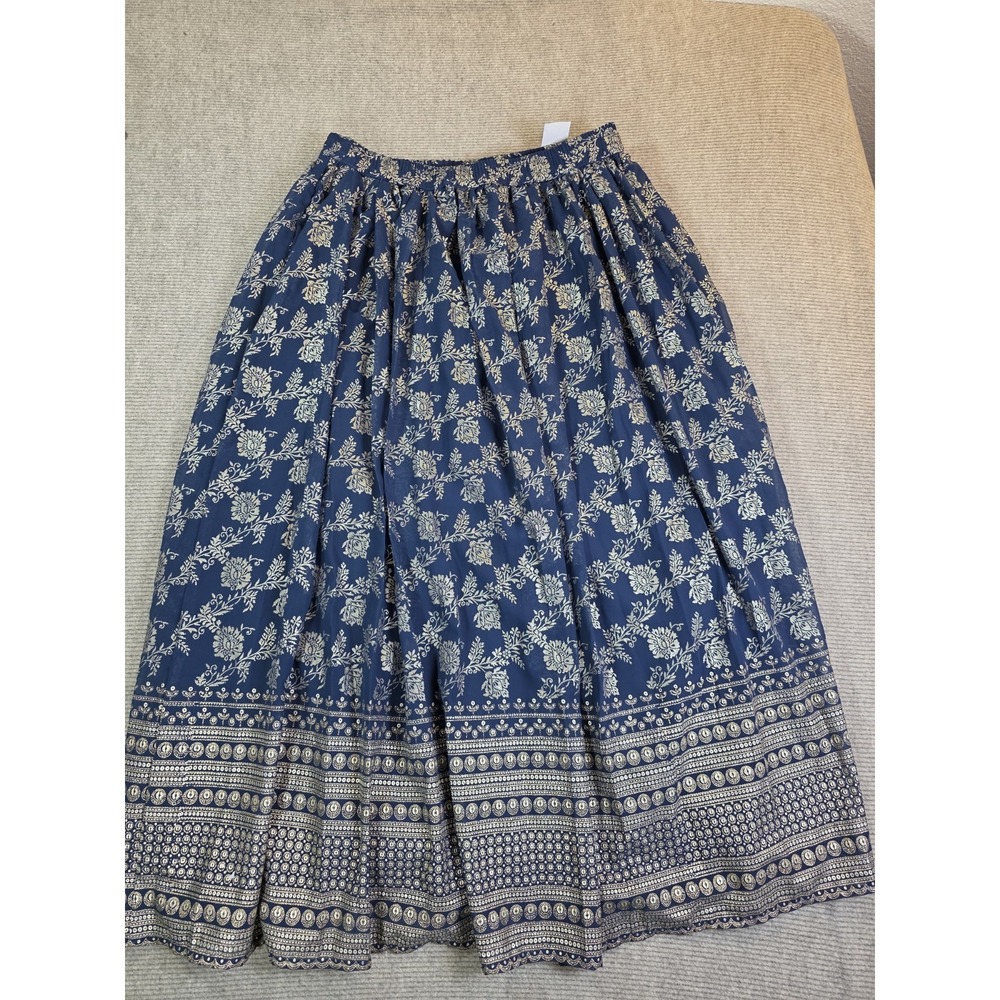 Akriti Gold Blue Long Lined Flowy Pull On Ethnic Wear Skirt Size XL Culture